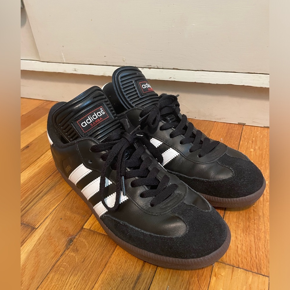 black Adidas Samba shoes